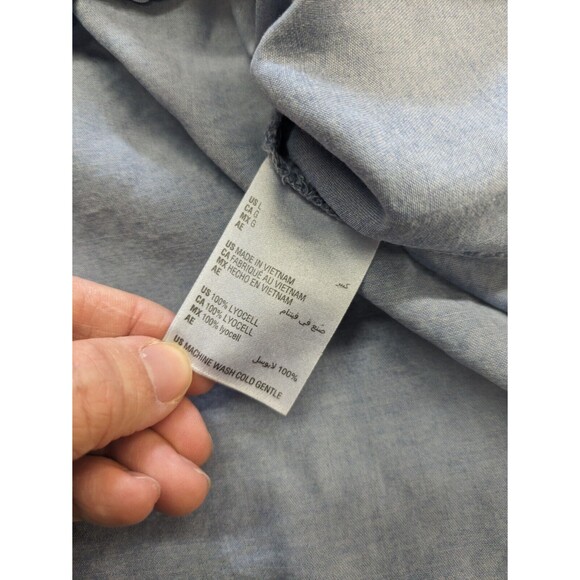 Style & Co Women's Lyocell Chambray Button Up Shirt Blue Roll Tab Sleeve Large - Picture 6 of 9